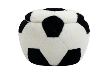 Black and White Soccer Storage Ottoman